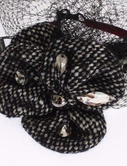Dolce & Gabbana Diadem Headband Tiara Black Floral Fascinator Hair Gold - Ellie Belle