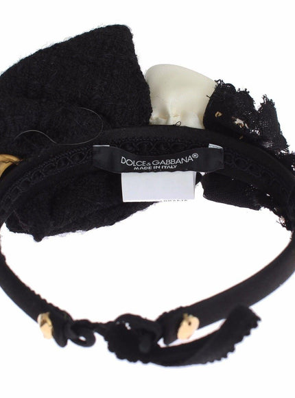 Dolce & Gabbana Diadem Headband Tiara White Rose Crystal Hair Gold