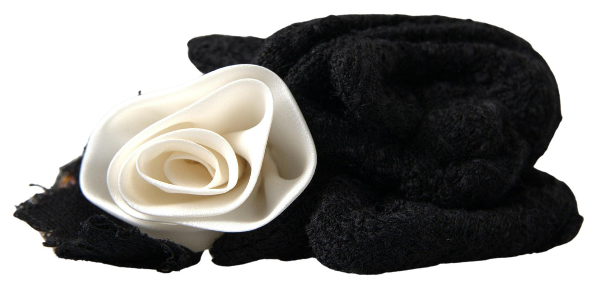 Dolce & Gabbana Black Headband with White Flower DOLCE & GABBANA Diadem Black Viscose White Hair Parrucchiera  main image 2