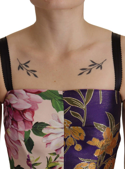 Dolce & Gabbana Dress Midi Patchwork Floral Jaquard Silk