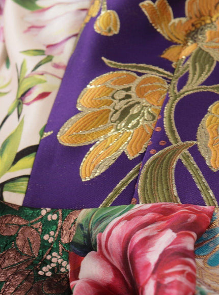 Dolce & Gabbana Dress Midi Patchwork Floral Jaquard Silk
