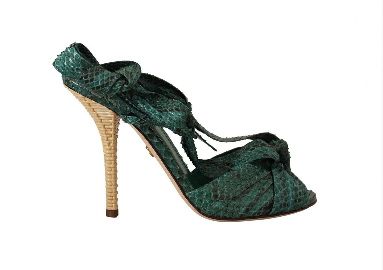 Dolce & Gabbana Emerald Exotic Leather Heels Sandals Shoes - Ellie Belle