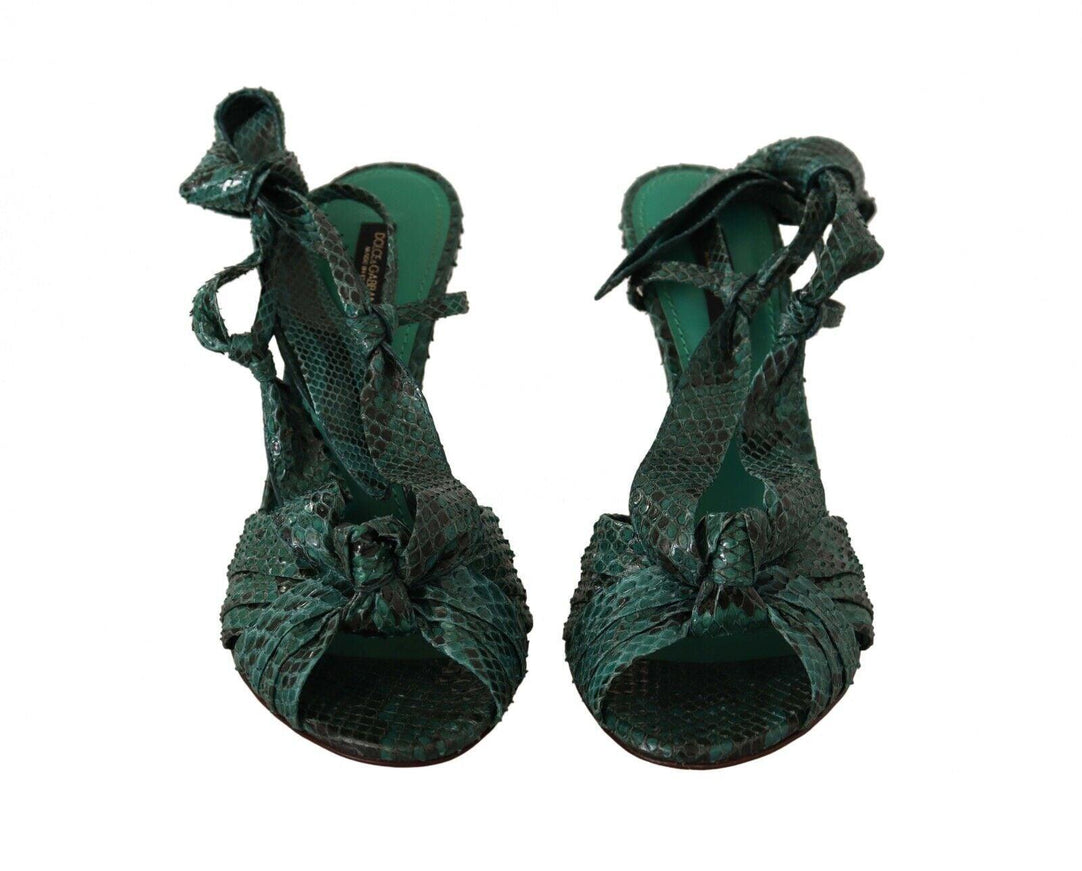 Dolce & Gabbana Emerald Exotic Leather Heels Sandals Shoes - Ellie Belle