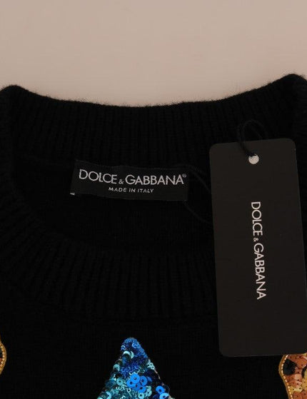 Dolce & Gabbana Fairy Tale Crystal Black Cashmere Sweater