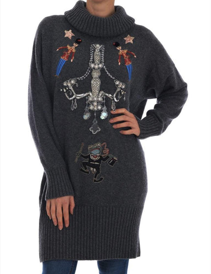 Dolce & Gabbana Fairy Tale Crystal Gray Cashmere Sweater