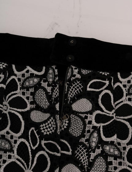 Dolce & Gabbana Floral Macramé Lace Crystal Button Skirt - Ellie Belle