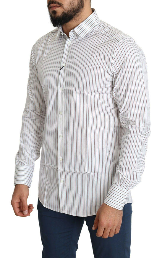 Dolce & Gabbana White Striped Formal MARTINI Shirt - Ellie Belle