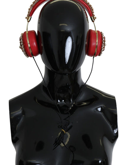 Dolce & Gabbana FRENDS Leather Red Floral Crystal Headset Headphones - Ellie Belle