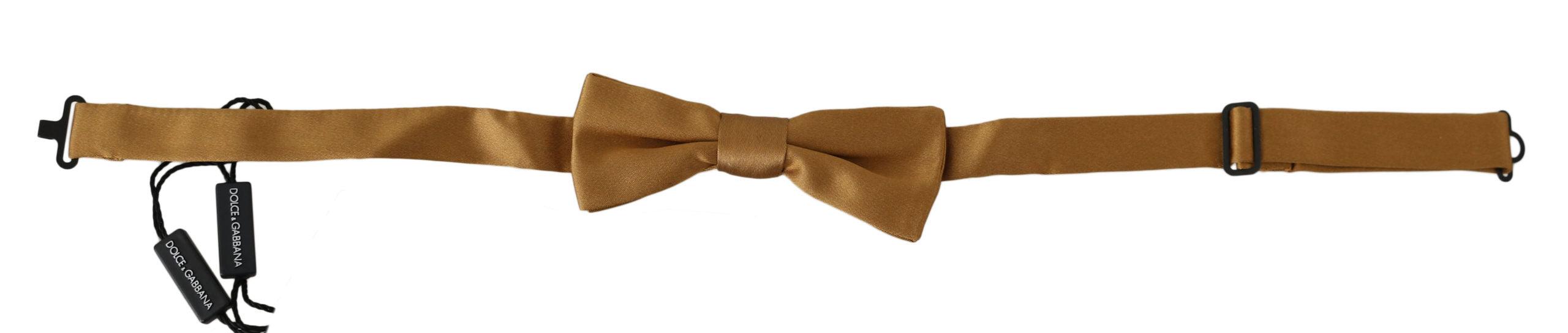 Dolce & Gabbana Gold 100% Silk Adjustable Neck Papillon Men Bow Tie - Ellie Belle