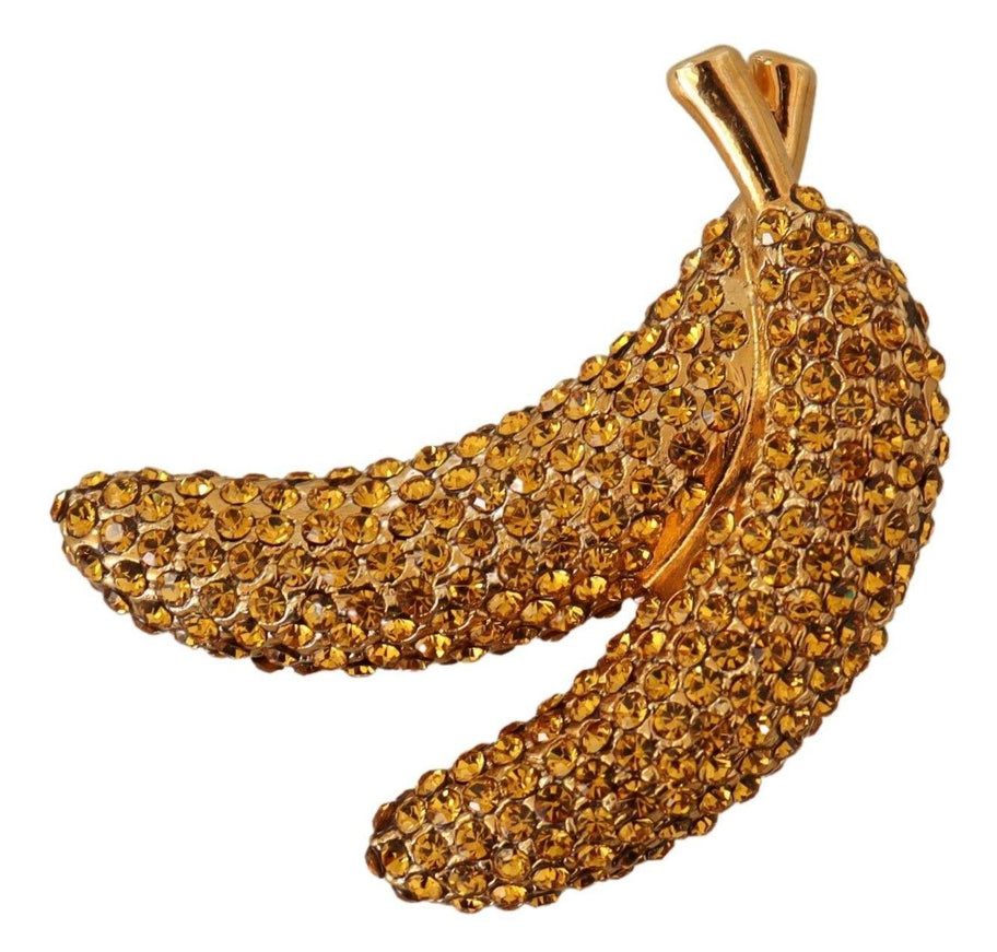 Dolce & Gabbana Gold Banana Crystal Pin Yellow Rhinestone AccentsBrooch - Ellie Belle