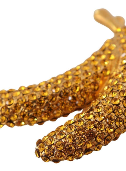 Dolce & Gabbana Gold Banana Crystal Pin Yellow Rhinestone AccentsBrooch - Ellie Belle