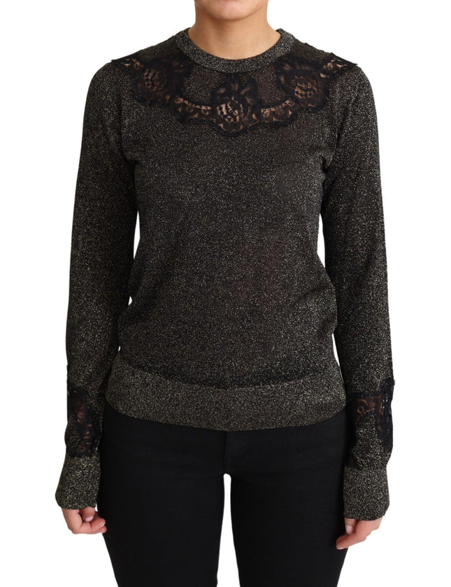 Dolce & Gabbana Gold Black Lace Pullover Blouse Tops Sweater - Ellie Belle