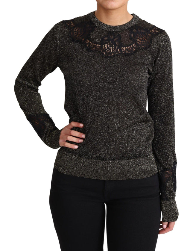 Dolce & Gabbana Gold Black Lace Pullover Blouse Tops Sweater - Ellie Belle