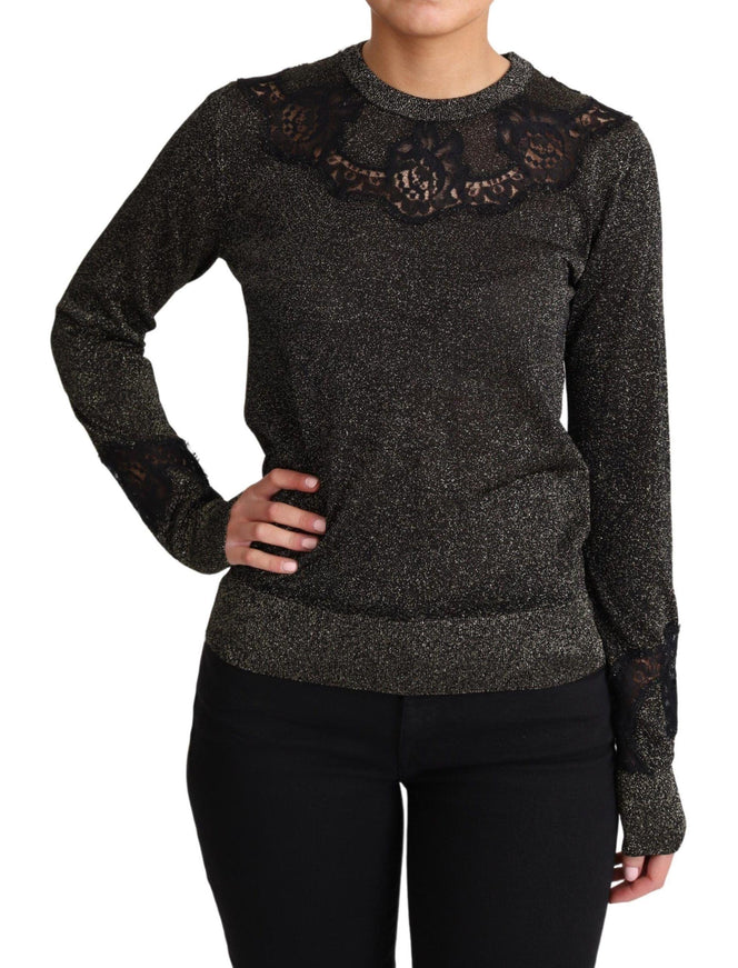 Dolce & Gabbana Gold Black Lace Pullover Blouse Tops Sweater - Ellie Belle