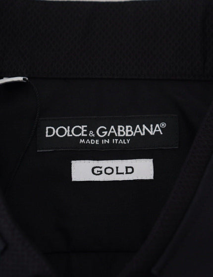 Dolce & Gabbana GOLD Black Tuxedo Slim Fit Cotton Shirt - Ellie Belle