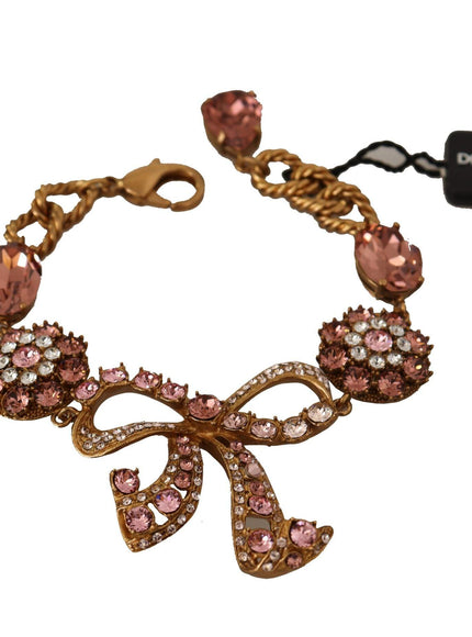 Dolce & Gabbana Gold Brass Chain Baroque Crystal Embellished Bracelet - Ellie Belle