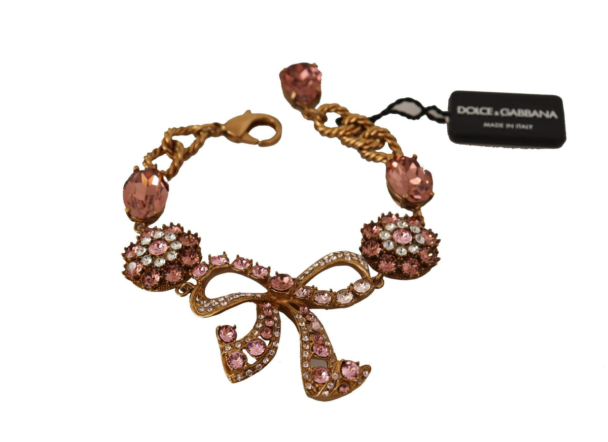 Dolce & Gabbana Gold Brass Chain Baroque Crystal Embellished Bracelet - Ellie Belle