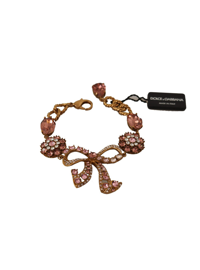 Dolce & Gabbana Gold Brass Chain Baroque Crystal Embellished Bracelet - Ellie Belle