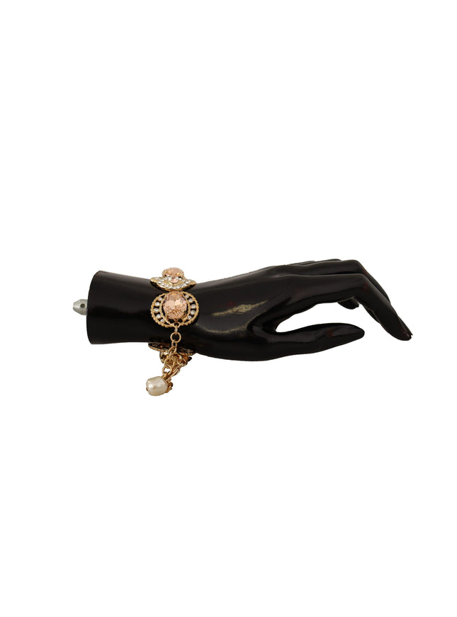 Dolce & Gabbana Gold Brass Chain Champagne Crystal Statement Charms Bracelet - Ellie Belle