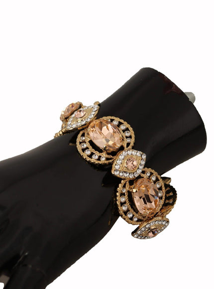 Dolce & Gabbana Gold Brass Chain Champagne Crystal Statement Charms Bracelet - Ellie Belle