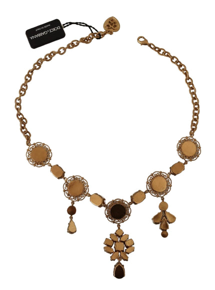 Dolce & Gabbana Gold Brass Floral Sicily Charms Statement Necklace - Ellie Belle
