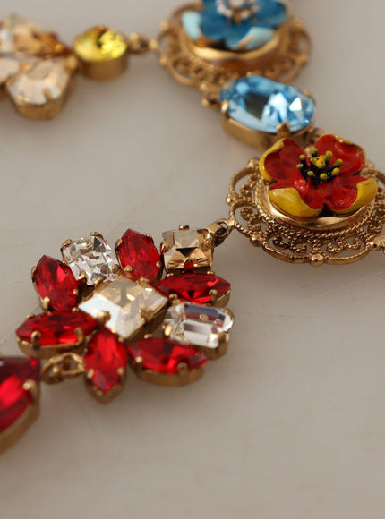Dolce & Gabbana Gold Brass Floral Sicily Charms Statement Necklace - Ellie Belle