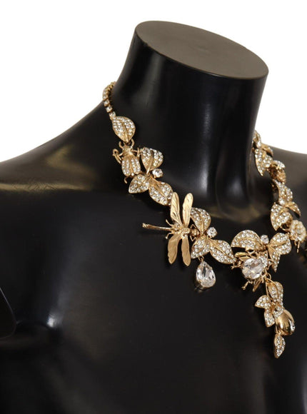 Dolce & Gabbana Gold Brass Floral Sicily Crystal Statement Necklace - Ellie Belle