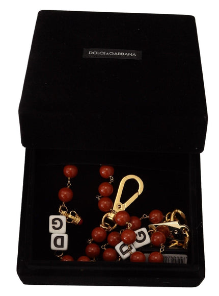 Dolce & Gabbana Gold Brass Pearl Logo Lobster Statement Necklace - Ellie Belle