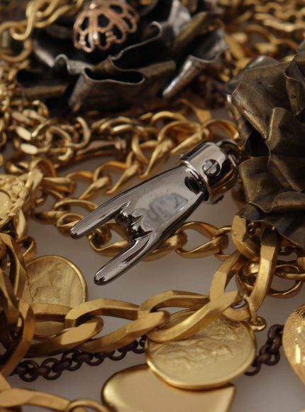 Dolce & Gabbana Gold Brass Sicily Charm Heart Statement Necklace - Ellie Belle