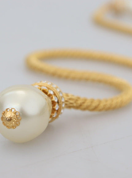 Dolce & Gabbana Gold Brass Sicily Crystal Robe Statement Necklace - Ellie Belle