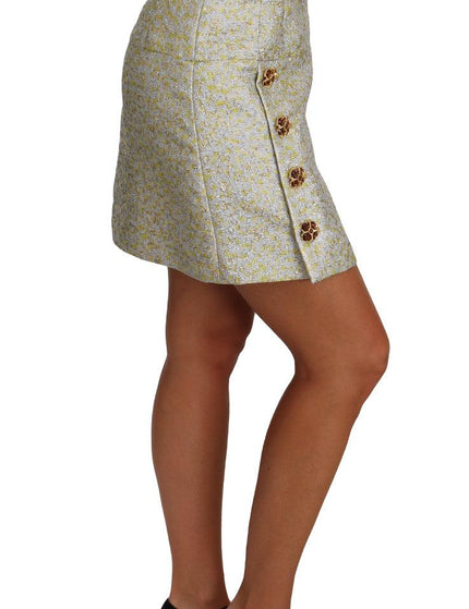 Dolce & Gabbana Gold Brocade Crystal Jaquard Mini Skirt - Ellie Belle