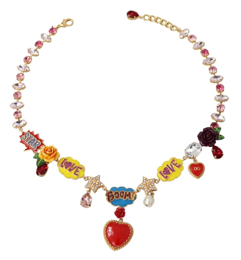 Dolce & Gabbana Gold Cartoon Love Star Boom Crystals Chain Necklace - Ellie Belle