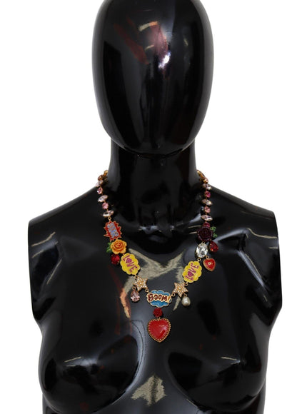 Dolce & Gabbana Gold Cartoon Love Star Boom Crystals Chain Necklace - Ellie Belle