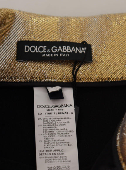 Dolce & Gabbana Gold Cotton Blend Glittered Hot Shorts - Ellie Belle