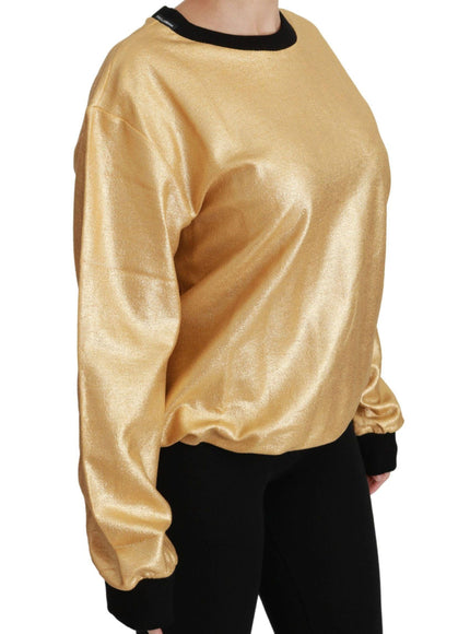Dolce & Gabbana Gold Cotton Crewneck Pullover Sweater