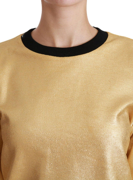 Dolce & Gabbana Gold Cotton Crewneck Pullover Sweater