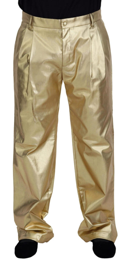 Dolce & Gabbana Gold Cotton Straight Fit Pants - Ellie Belle