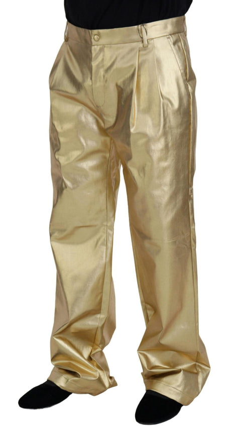 Dolce & Gabbana Gold Cotton Straight Fit Pants - Ellie Belle