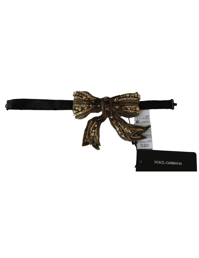 Dolce & Gabbana Gold Crystal Beaded Sequined Bowtie Necklace - Ellie Belle