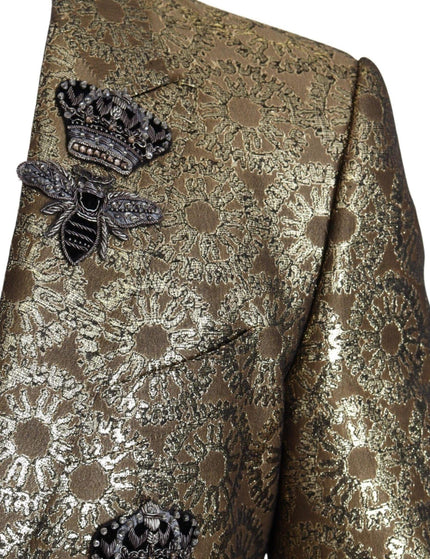 Dolce & Gabbana Gold Crystal Crown Bee MARTINI Blazer Jacket - Ellie Belle