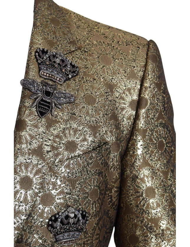 Dolce & Gabbana Gold Crystal Crown Bee MARTINI Blazer Jacket - Ellie Belle