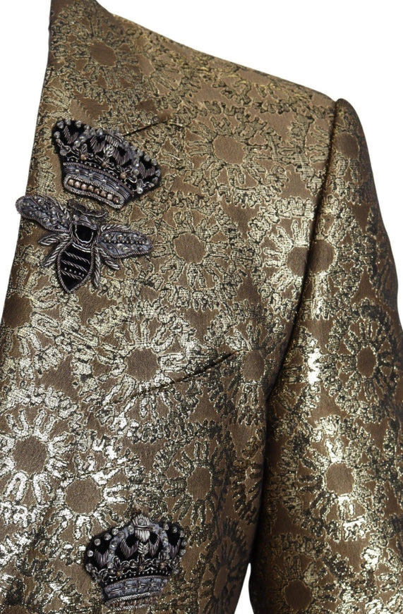 Dolce & Gabbana Gold Crystal Crown Bee MARTINI Blazer Jacket - Ellie Belle