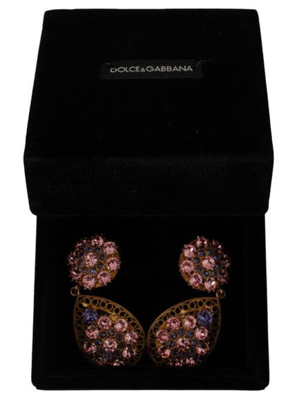 Dolce & Gabbana Gold Crystal DG SICILY Clip-on Jewelry Dangling Earrings - Ellie Belle