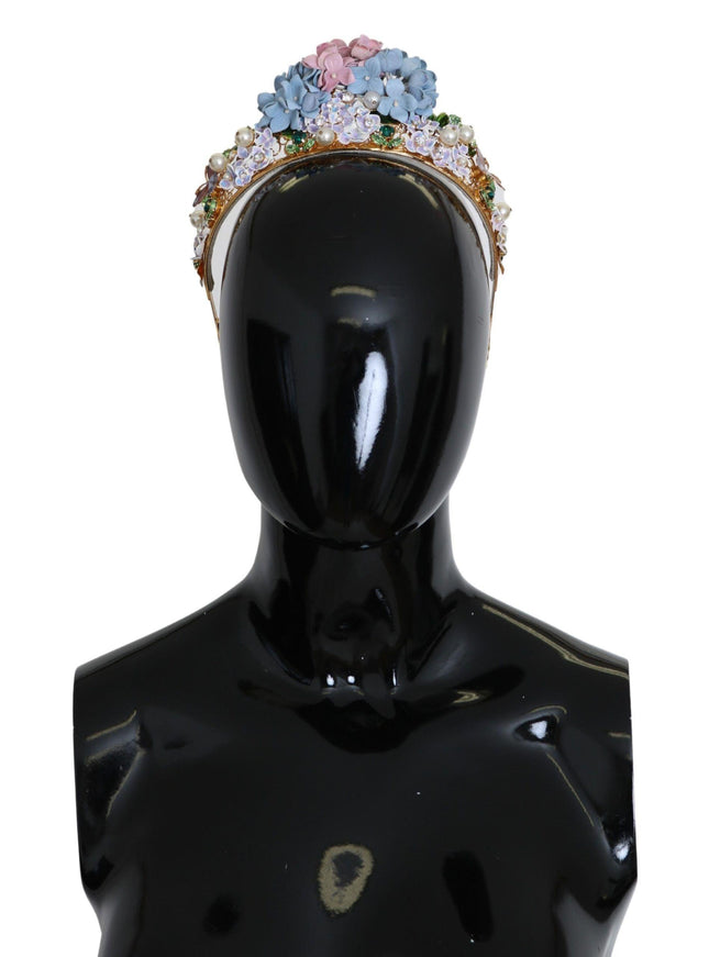 Dolce & Gabbana Gold Crystal Purple Hortensia Headband Crown Diadem - Ellie Belle
