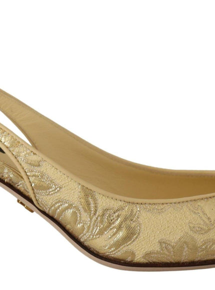 Dolce & Gabbana Gold Crystal Slingbacks Pumps Heels Shoes