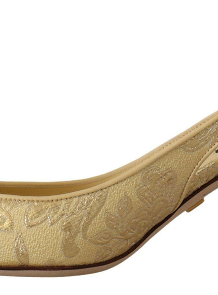 Dolce & Gabbana Gold Crystal Slingbacks Pumps Heels Shoes