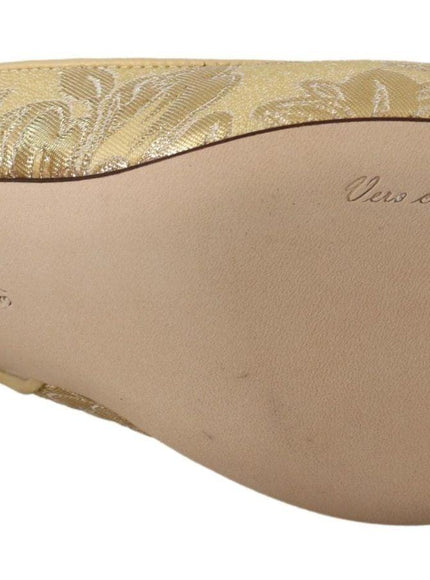 Dolce & Gabbana Gold Crystal Slingbacks Pumps Heels Shoes