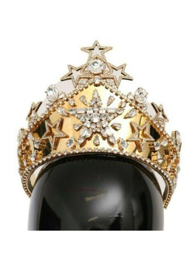 Dolce & Gabbana Gold Crystal Star STRASS Crown Logo Diadem Tiara - Ellie Belle