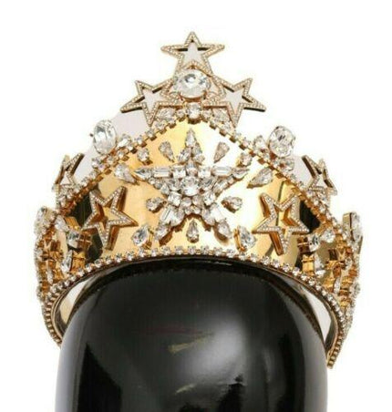 Dolce & Gabbana Gold Crystal Star STRASS Crown Logo Diadem Tiara - Ellie Belle