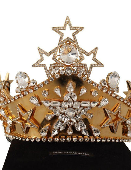 Dolce & Gabbana Gold Crystal Star STRASS Crown Logo Women Tiara Diadem - Ellie Belle